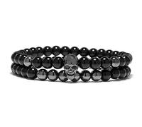 SAKURRDD Pulsera de Yoga Negra de 6 mm for Hombres y Mujeres, con Piedras Naturales y Cuentas budistas, 155 Unidades