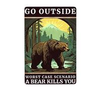 Sal Afuera, Un Oso Te Mata Cartel De Chapa Divertida Carteles De Pared De Metal Retro Pared Muestra Placa para Salón Pub Tienda