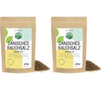 Sal Ahumada Danesa Granulada 1-3mm de Alpi Nature, Sal Marina Granulada de Madera de Haya Ahumada en Frío (400G) (Paquete de 2)