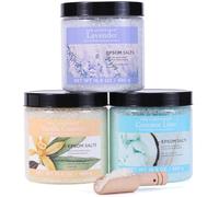 Sal de Epsom - Spa Luxetique Sales de Baño Naturales, Sal de Epsom Pura 3x480g a Lavanda, Vainilla, Coco y Lima, Baño y Cuidado Personal, Revitaliza Músculos Doloridos, Regalo de Año Nuevo