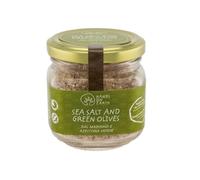 Sal Marina con Aceitunas Verdes Ecológicas | Condimento para Ensaladas | Tarro 120 g | 100% Natural y Sin Aditivos