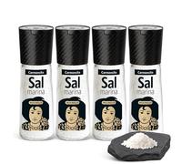 Sal Marina Mediterránea Carmencita, Formato domestico, Apta para realzar tus platos, sazonar carnes, pescados y verduras, especialmente a la parrilla, Sin Gluten, Contiene 4 unidades de 108 g