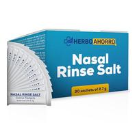 Sal para Lavado Nasal - Cloruro de Sodio Refinado para Irrigación Nasal - Limpieza Suave y Eficaz de Vías Respiratorias - Disolución Fácil - 30 Sobres Individuales de 2,7 g. - HerboAhorro