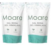Sal Rosa del Himalaya Fina, Sin Refinar, 100% Natural, No OMG, Vegana, Genial para Cocinar, Origen Pakistán, 1kg (Paquete de 2)
