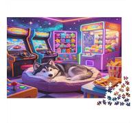 Sala Arcade Perro Puzzle de 1000 Piezas Papel Puzzle para Adultos Juego de Puzzle 1000 Piezas Ocio Familia Decoración Regalo Nan