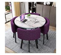 Sala de estar, cocina, mesa de ocio, mesa nórdica y silla, combinación de 1 mesa y 4 sillas, mesa de recepción moderna y minimalista, mesa de recepción con aspecto de mármol, mesa redonda, cafetería