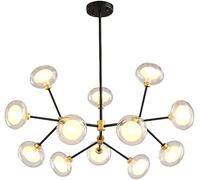 Sala de estar, comedor, lámpara de araña de sputnik 12 luces accesorios de iluminación colgante moderno de mediados de siglo luz de techo de hierro industrial para dormitorio, doble, 12 luces