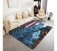 Sala De Estar Dormitorio Alfombra Impresa En 3D Bandera Americana Alfombra 3D Área De Alfombra Alfombra Alfombra Impresa De Franela - Poliéster Tacto Suave 160 X 230 Cm - Limpieza Fácil /5378555057898