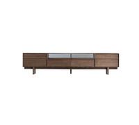 Sala de estar mueble de TV 180 cm de madera maciza sala de estar color nogal gabinete de almacenamiento, banco de almacenamiento doméstico compacto retro, centro de entretenimiento adecuado para el