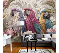 Sala De Estar Mural 200X140Cm Animal Tropical Papel Tapiz Grande Fotomurales Loro Exótico De Color Crema Flores Mural Se Aplica Pared Panorámico Para Dormitorio Tv Pared Murales Póster