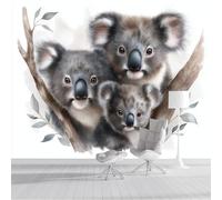 Sala De Estar Mural 200x140cm Animales en acuarela Lindas ramas de koala Papel Tapiz Grande Fotomurales Marrón grisáceo Mural Se Aplica Pared Panorámico Para Dormitorio Tv Pared Murales Póster