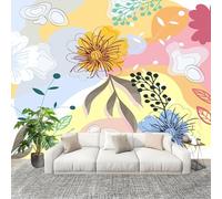Sala de Estar Mural 250x175cm Abstracto Caricatura Plantas Flores Tejido No Tejido Fotomurales Vistoso Mural Se aplica a Pared Panorámico Para Dormitorio TV Pared Murales Póster