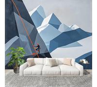 Sala de Estar Mural 250x175cm Escalador De Rocas De Cordillera Abstracta Tejido No Tejido Fotomurales Azul GrisáCeo Mural Se aplica a Pared Panorámico Para Dormitorio TV Pared Murales Póster