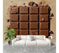 Sala de Estar Mural 350x256cm GeometríA Moderna Del Chocolate Tejido No Tejido Fotomurales MarróN Mural Se aplica a Pared Panorámico Para Dormitorio TV Pared Murales Póster