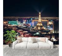 Sala de Estar Mural 350x256cm Moderna Ciudad Bulliciosa Arquitectura Vista Nocturna Tejido No Tejido Fotomurales Negro Mural Se aplica a Pared Panorámico Para Dormitorio TV Pared Murales Póster