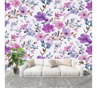 Sala de Estar Mural 350x256cm Plantas Romance Flores Hojas Y Ramas Tejido No Tejido Fotomurales Blanco Mural Se aplica a Pared Panorámico Para Dormitorio TV Pared Murales Póster