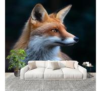 Sala de Estar Mural 400x280cm Bosque Animales Zorro Tejido No Tejido Fotomurales Negro Mural Se aplica a Pared Panorámico Para Dormitorio TV Pared Murales Póster