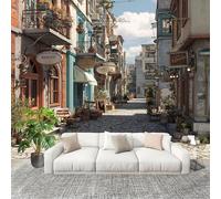 Sala de Estar Mural 400x280cm Edificios De Estilo Retro Europeo Tejido No Tejido Fotomurales De Color Claro Mural Se aplica a Pared Panorámico Para Dormitorio TV Pared Murales Póster