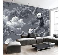 Sala De Estar Mural 400x280cm Ilustraciones de animales Panda Árboles Nubes Papel Tapiz Grande Fotomurales Gris Mural Se Aplica Pared Panorámico Para Dormitorio Tv Pared Murales Póster
