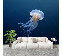 Sala de Estar Mural 400x280cm PatróN De Vida Marina Tejido No Tejido Fotomurales Azul Oscuro Mural Se aplica a Pared Panorámico Para Dormitorio TV Pared Murales Póster