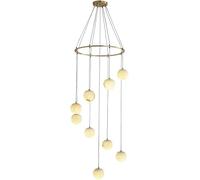 Sala de la escalera de la escalera Aisles Dúplex sala de estar comedor, G9 moderno conciso todos los candelabros de cobre, candelabros de mármol creativos nórdicos llenos y piedra de nube 11 cabeza
