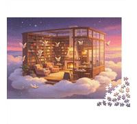 Sala de Lectura de Cristal de Ensueño Puzzle de 1000 Piezas Papel para Adultos Escena Nocturna Entre Nubes Juego de Puzzle 1000 Piezas Decoración Familiar Regalo 52x38cm/1000pcs