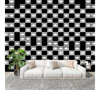 Sala Papel Pintado Fotomurales 250x175 cm GeometríA Mil PáJaros Tablero de Ajedrez Mural de Pared Moderno En Blanco Y Negro Papel Pintado Tejido no Tejido Dormitorio Estudio Decoración Fotomurales