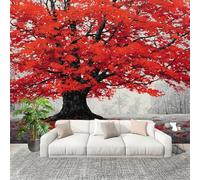 Sala Papel Pintado Fotomurales 300x210 cm Pintura Al óLeo ArtíStica Rojo Arces Bosque Mural de Pared Moderno Gris Papel Pintado Tejido no Tejido Dormitorio Estudio Decoración Fotomurales