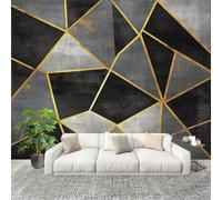 Sala Papel Pintado Fotomurales 350x256 cm MáRmol GeoméTrico de Lujo Mural de Pared Moderno LíNeas Doradas Papel Pintado Tejido no Tejido Dormitorio Estudio Decoración Fotomurales