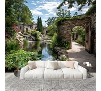 Sala Papel Pintado Fotomurales 350x256 cm Paisajes De JardíN De Estilo Europeo Mural de Pared Moderno Ambiente Pastoral Papel Pintado Tejido no Tejido Dormitorio Estudio Decoración Fotomurales