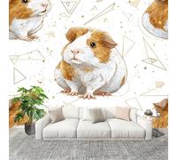 Sala Papel Pintado Fotomurales 400x280 cm Animal Lindo Conejillo de Indias Mural de Pared Moderno Blanco Papel Pintado Tejido no Tejido Dormitorio Estudio Decoración Fotomurales