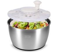 Salad Spinner 304 Stainless Steel, 5 L, Spinner de alta calidad con tapa, base antideslizante, grande Salad Spinner with Crank Drive, Easy to Clean, Suitable for Salads, Vegetables, Fruit