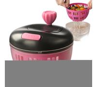 Salad Spinner, Vegetable Washer, Food Dryer Bowl, Built-In Colander Strainer, Stable Kitchen Prep Tool, Perfect for Home Travel Picnic Use, Washing Shredding Draining Aid, 14.5x13.2cm Pink Black