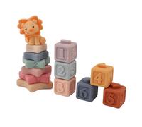 SALALIS Bloques Apilables de León de Dibujos Animados Suaves para Niños Pequeños, Juguetes Educativos de Bloques de Construcción para bebé, Entrenamiento de Agarre y Percepción del Color, Juego de
