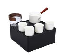 SALALIS Juego de té de Cerámica Portátil con Tetera con Asa Lateral y 4 Tazas para Viajes en Coche, Caja de Almacenamiento Organizada para Facilitar el Transporte