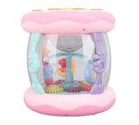 SALALIS Juguete Giratorio con Luz Musical, Tambor de Mano Adiabático, Juguete de Educación Temprana para Bebés Pequeños para un Sueño Suave (Rosado)