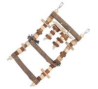 SALALIS Juguetes para Masticar Pájaros Columpio de Troncos Naturales para Pájaros Pequeños, Accesorios Duraderos para Jaula de Puente con Escalera para, para Equilibrio y Descanso de