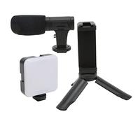 SALALIS Kits Profesionales de Grabación de Vlogs para Teléfonos Inteligentes con Luz de Relleno Ajustable y Micrófono para Creadores de Contenido, Minitrípode Portátil