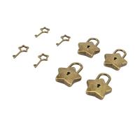 SALALIS Mini Candado de Metal en Forma de Estrella para Diario con Llave, Juego de 4 Cerraduras Decorativas para Cofre del Tesoro, Cerraduras de Deseos para Parejas para Ceremonias de Amor y Regalos