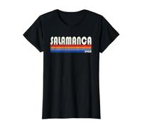 Salamanca Spain Retro 70s 80s Style Camiseta gráfica económica, Mujer, Negro, L