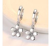 SALAN 925 Pendientes De Botón De Circonita Flor De Cerezo Rosa De Plata Esterlina para Regalo De Mujer Y Niña