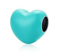 SALAN Abalorio De Corazón Rojo Esmaltado En Plata De Ley 925, Cuenta Rosa Azul Monocromática para Pulsera Original, Brazalete para Mujer, Joyería Fina DIY