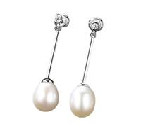 SALAN Blanco Rosa Impecable Alto Brillo 8-9 Mm Perla De Arroz Natural 925 Pendientes Largos De Plata Esterlina para Joyería De Mujer