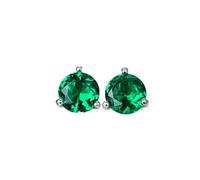 SALAN Bonitos Pendientes De Piedra Verde Esmeralda Natural De 6/7 / 8mm para Mujer, Pendientes De Plata De Ley 925 Auténtica para Mujer, Pendientes Pequeños con Tachuelas De Tornillo