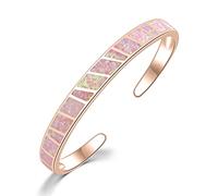 SALAN Brazaletes Abiertos De Piedra De Ópalo De Fuego Rosa, Brazaletes Minimalistas Ajustables De Oro Rosa, Joyería, Los Mejores Regalos para Niña Y Mujer