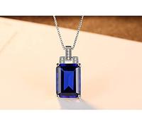 SALAN Collar con Colgante De Zafiro Azul Y Esmeralda Creado por Palace Cutting para Mujer Collar De Cadena con Dijes De Plata De Ley 925