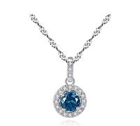 SALAN Collar De Plata De Ley 925 Pura para Mujer, Collares con Colgante De Piedras Preciosas De Colores De Moda, Joyería Navideña Encantadora