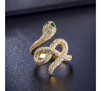 SALAN Delicados Anillos De Diseño Abierto para Mujeres 14k Color Oro Real Forma De Serpiente AAA Zirconia Anillo Ajustable Colgante De Joyería