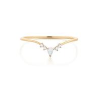 SALAN Elegantes Cristales De Ópalo En Forma De V Anillos De Oro para Mujer Anillo Joyería 925 Plata Esterlina Carrera Dedo Anillo De Boda