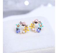 SALAN Estilo Coreano Dulce Colorido Flor Stud Pendientes para Las Mujeres Niñas Lindo Cristal Animal Ladybug Pendientes Pendientes Charm Fiesta Joyería Regalos